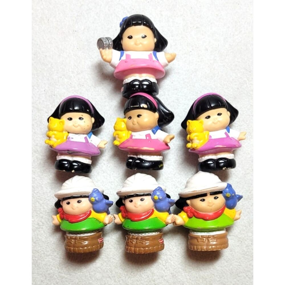 Fisher Price Little People Sonya Lee 7 Pc Lot Coins Cat Blue Bird Replacement